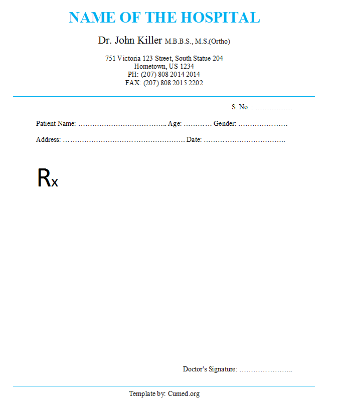 Free Medical Prescription Format Download Doctors Prescription 